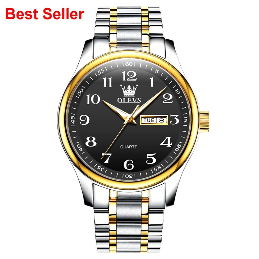 Stainless Steel Watch With Day Date Diamond Dial Waterproof
